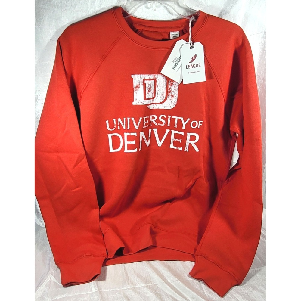 91 League University of Denver Pioneers Crewneck Sweatshirt - Red - Size Small
